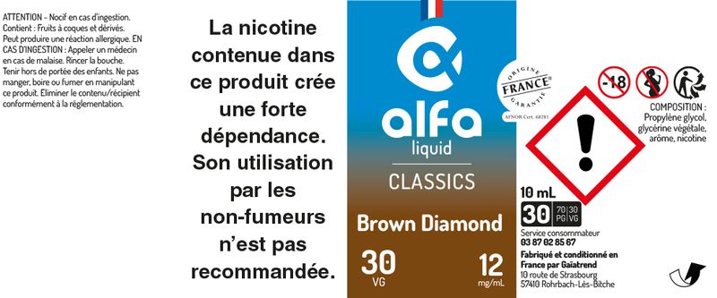 étiquette Brown Diamond Alfaliquid